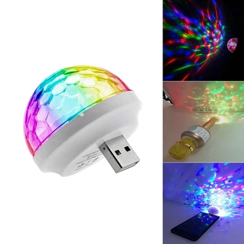 

Mini Portable USB Disco DJ Party LED Lights RGBW Crystal Magic Ball Effect Stage Lamp Voice Music Control Cell Phone USB Lights