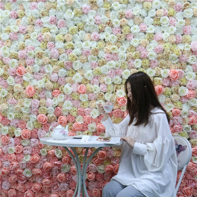 Advancedcustomgradientchangeflowerwallpanel3Dbackdropweddingpartyhoteleventdecorpeonyroseartificialflowerwall