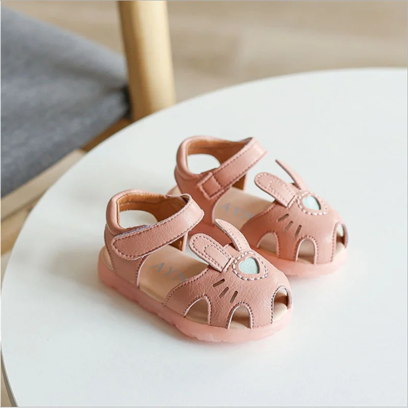New Summer Baby Shoes Leather Soft Sole Kids Sandals Closed Toe Cute Toddler Girls Sandals 15-25