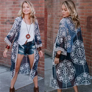 

Boho Print Bikini Cover Up Kaftans Sarong Bathing Suit Beach Dress Cardigan Pareos Swimsuit Cover Up Swim Wear Beach Tunic