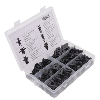 

102pcs/box 6.3-10mm Assorted Nylon Bumper Push Fasteners Rivets Door Trim Panel Fender Side Skirt Clips Retainers