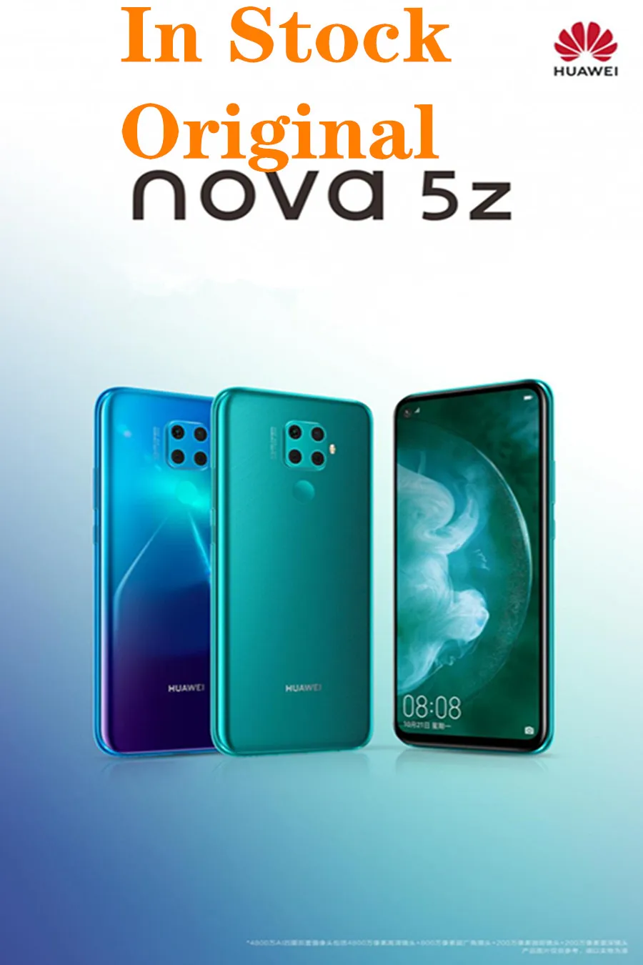 6,2" HuaWei Nova 5z Смартфон Android 9,0 Kirin 810 6G ram 128G rom 48,0 Мп+ 32,0 МП Fingerprin Поддержка Google