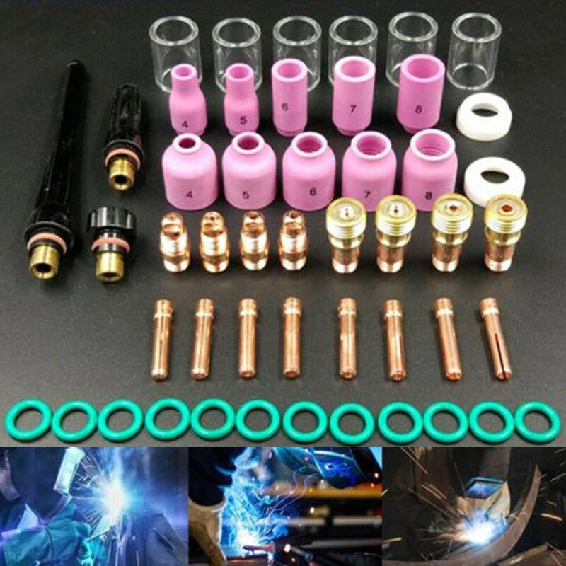 

49Pcs/set Tig Welding Torch Stubby Gas Lens Glass Cup Kit For Wp-17/18/26 DOL Welding Parts