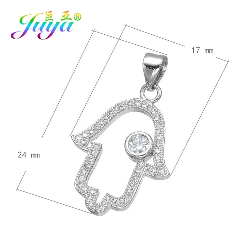 Juya DIY турецкие ювелирные изделия фурнитура золото/серебро/розовое золото Хамса рука подвеска Фатима подвески для браслета ожерелье серьги изготовление - Окраска металла: White Gold