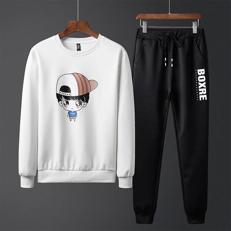 

Men Long-sleeve Sweater Set Autumn Thin Trend Men's Casual Loose-Fit Handsome AliExpress Two-Piece Set