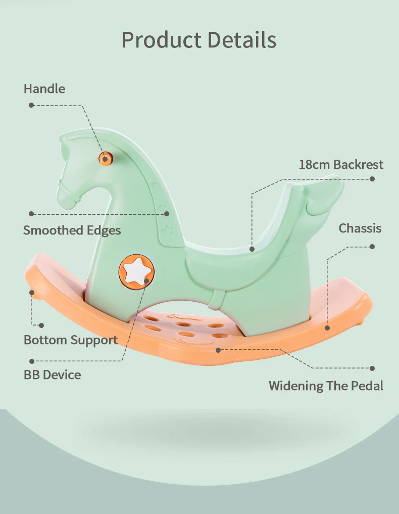 BabyGo детская игрушечная лошадь-качалка обучающая музыка вышибатели для ребенка подарок для уличной игровой комнаты детское кресло-качалка