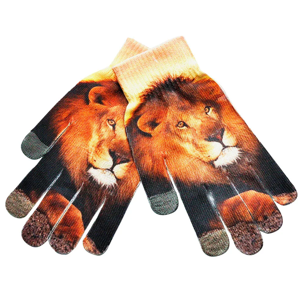 3D Cat Print Knitted Men Women Gloves Winter Warm Phone Screen Kitty Harajuku Ladies Mittens варежки женские зимние guantes cat gloves