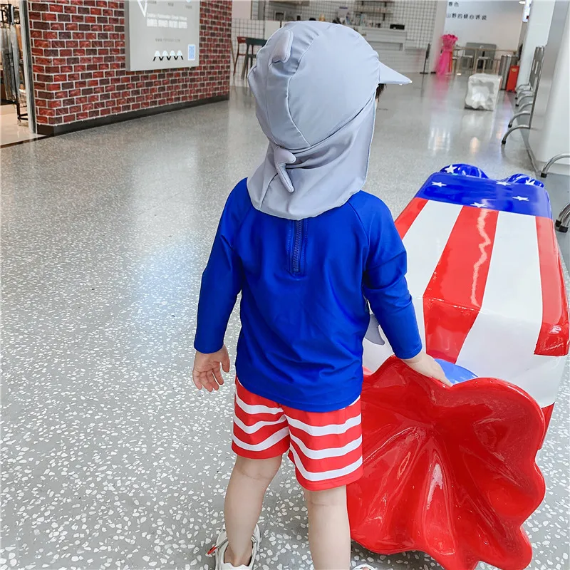 Kids Swimsuit Baby Toddler Boy Children Swimming Suit Long Sleeve UV Protection Shark Child Bathing Clothes for Boys Beach Wear