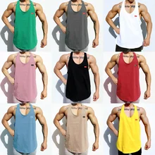 Новинка, Повседневный хлопковый спортивный мужской топ без рукавов, майка для бодибилдинга, стрингера, фитнеса, майка для тренировок, спорта, фитнеса
