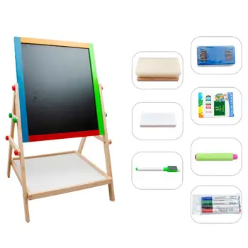 

Free Shipping Kid’s Wooden Art Easel Dual Sided Height Adjustable Painting Blackboard for Toddlers Children