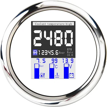 

4 In 1 Multi-Functional Tachometer 0-9999 RPM With LCD Digital Display Oil Pressure Gauge 0~10Bar Water Temp Meter For Car Boat