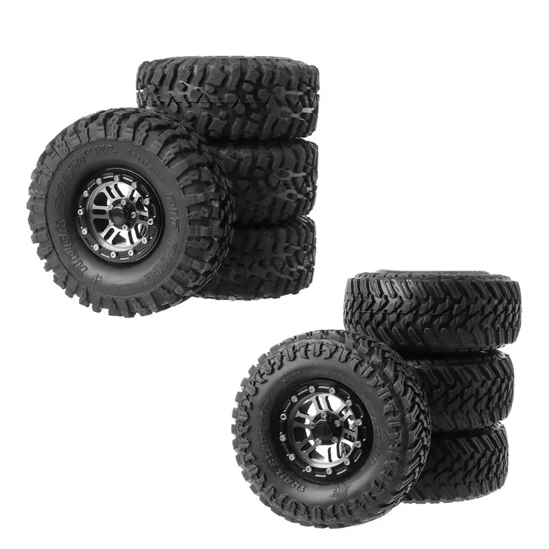 

1.9in Rubber Tires Metal Beadlock Wheel Rims for 1:10 RC Rock Crawler Car Axial