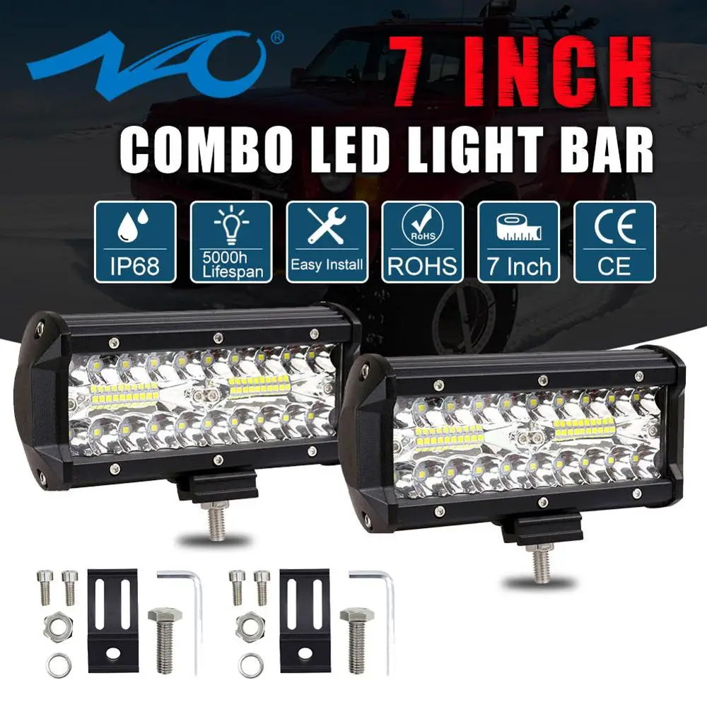 

NAO LED Bar 7inch 4x4 LED 12V Work Light Car Accessories Headlights lamp for Auto offroad 24V Working Bulbs Combo Beam Worklight