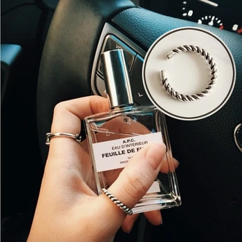 

925 silver rings for women simple cool trend punk retro hipster silver concise linen ring fashion birthday gift New Year jewelry