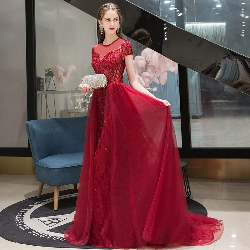 SSYFashion Новое высококачественное роскошное вечернее платье, для банкета, Элегантное Длинное выпускное платье с кристаллами и бисером, торжественное платье, Robe De Soiree, 4 цвета
