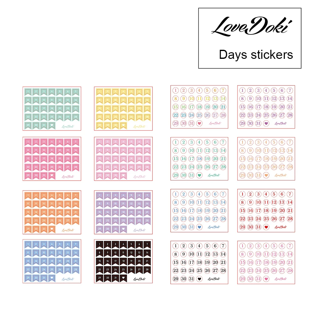 

Lovedoki Journal Stickers Planner Days Sticker Diary Digital Numbery Bullet Journal Supplies Scrapbook Decorative Stationery