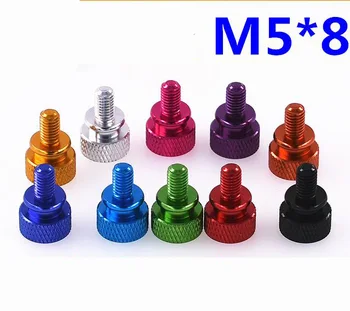 

4pcs M5 thumb aluminium screws flat pineapple step grain knurled bolt male screw anode oxidation multi-color 6mm length