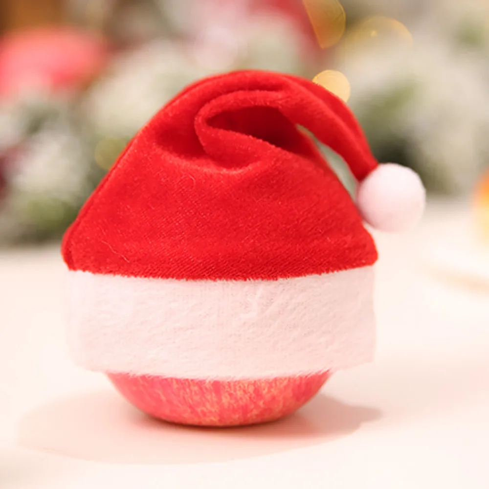 1/6 предметов, маленькие рождественские Apple колпачки для бутылок вина Санта Клаус Шляпа LED Настольная лампа домашний Рождество Рождественские украшения для подарков для дома с утолщённой меховой опушкой, падение 10