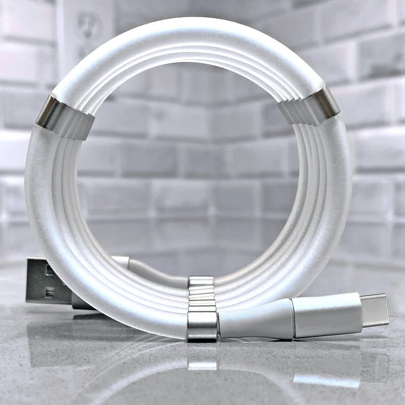 Fast Charge 2.4A Magic Rope Magnetic Data Cable for iPhone Samsung Xiaomi Automatically Retractable Micro USB Type C Phone Cable|Mobile Phone Cables| - AliExpress