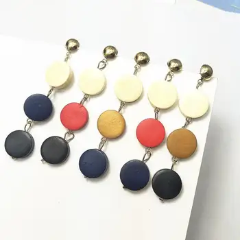 

2019 hot New Three Round Earrings Geometric Wooden Drop earrings For Women Hanging Dangle-Earrings Fashion Jewelry