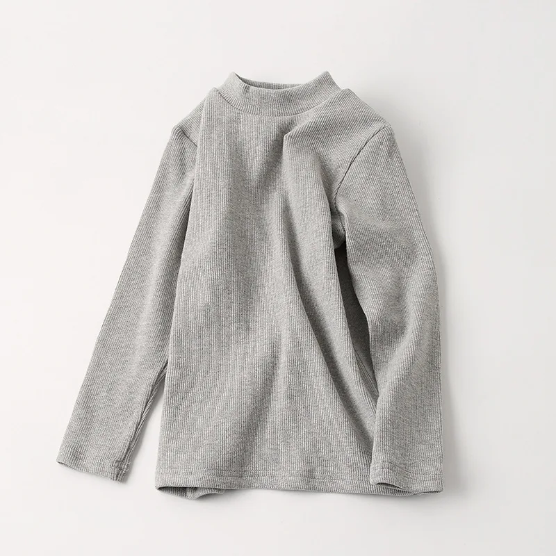 Gray tee Детские рубашки в рубчик; хлопковая детская футболка; Детские футболки с длинными рукавами; сезон осень-весна; трикотажные леггинсы для мальчиков и девочек; брюки; одежда для малышей - Цвет: Gray tee