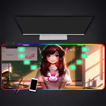

Anime RGB Gaming Big Mouse Pad Large Computer Mousepad Colorful LED Backlight Mause Keyboard Desk Mat