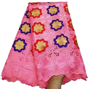 

Hollowed out design big flowers with golden stamen Swiss Voile Lace Fabric YCS64 Fast delivery Party dress Cotton Fabric