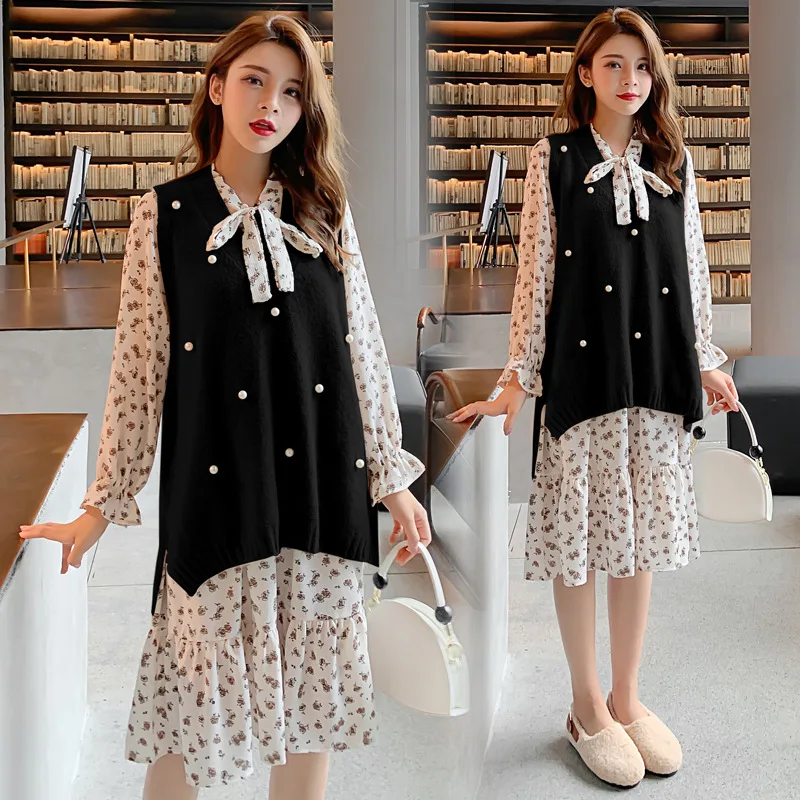 

Shanghai New Europe Sang 2020 Autumn And Winter Large Size Sweater Suit Dress
