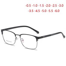 0-0,5-1,0 до-6,0 TR90 Ретро Бизнес квадратные очки для близорукости мужские металлические 1,56 рефракционный индекс линзы мужские очки по рецепту
