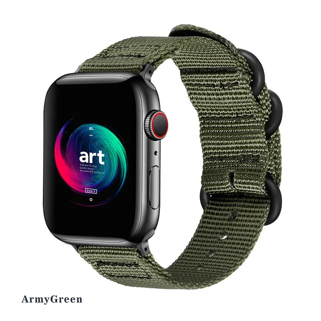 navy green Популярный нейлоновый ремешок для часов Apple Watch ремешок 40 мм 44 мм спортивный браслет аксессуары для часов 42 мм 38 мм ремешок для iWatch серии 3 2 - Цвет ремешка: navy green