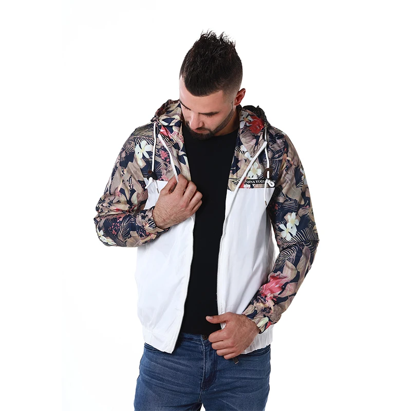 

Drop Shipping Florals Bomber Jacket Men Hip Hop Slim Fit Flowers Pilot Jacket Coat Men's Hooded Jackets Free Shipping
