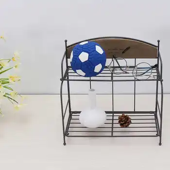 

26X14X26CM Iron Metal Retro Wood Storage Shelf Shelves Desk Flower Plant Stand Organizer Book Rack for Office Kitchen Bathroom