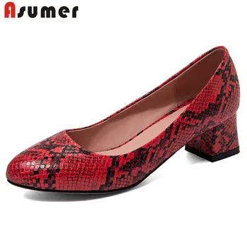 

ASUMER 2020 new fashion single shoes women spring summer dress shoes ladies office shoes snake simple women pumps big size 47