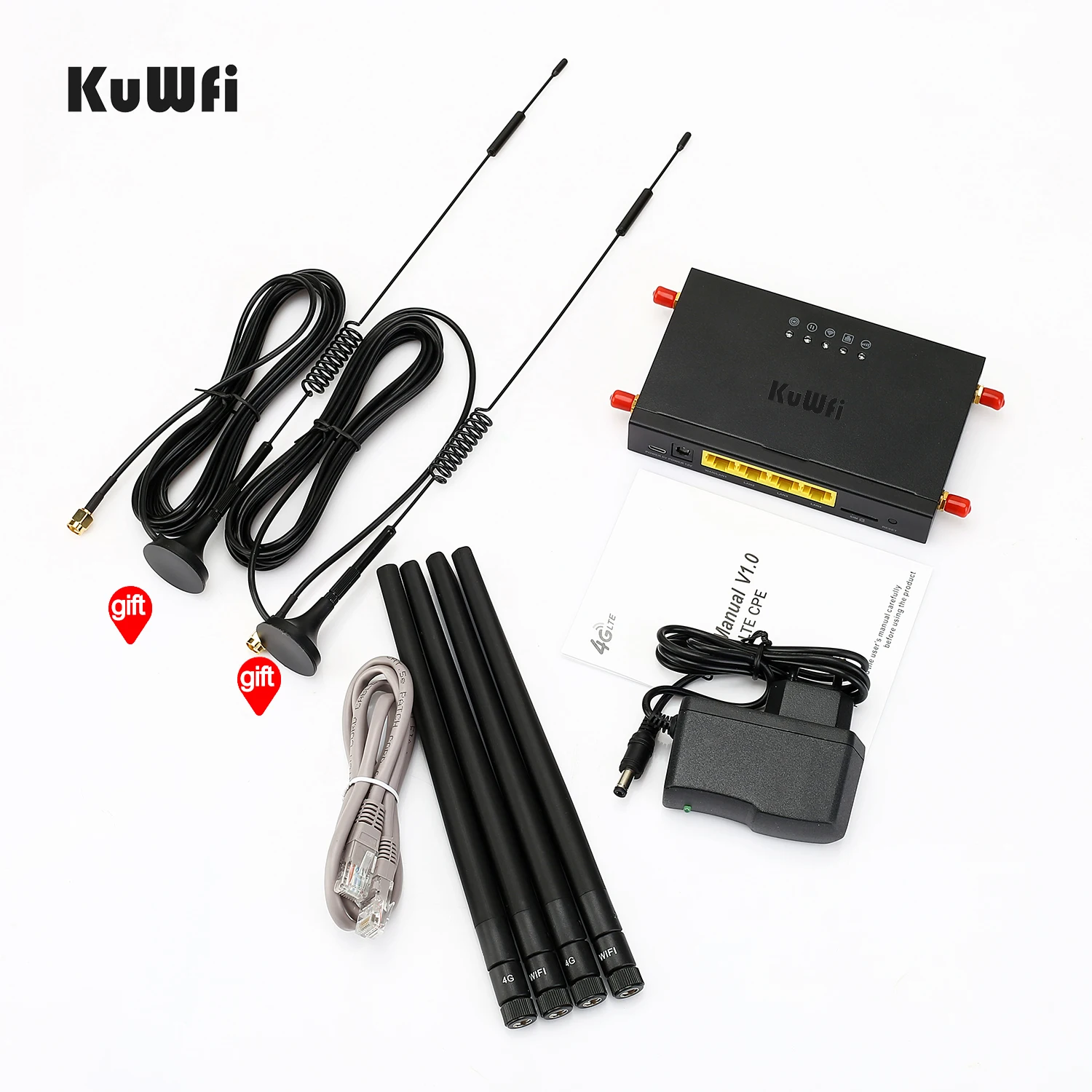 Comprar KuWFi Router 300Mbps Industrial Router CAT4 4G CPE Router Extender Strong Wifi Signal Soport 32Wifi usuarios con ranura para tarjeta Sim