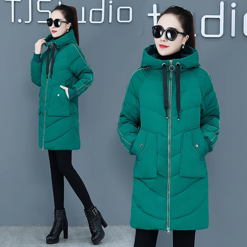 High Quality Winter Jacket Women Parker Thick Down Cotton Jacket Large Size Mid-Long Hooded Outerwear Women Warm Winter Coat