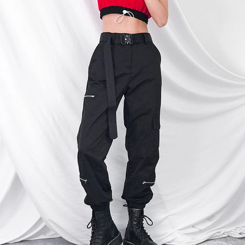 Streetwear Loose Casual Harem Pants Women Irregular Zipper Pockets Capris Cool Ladies High Waist Sweat Trousers Streetwear Loose Casual Harem Pants Women Irregular Zipper Pockets Capris Cool Ladies High Waist Sweat Trousers