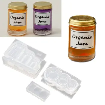 

Handmade 3D Mini Jam Bottle Water Jar Pendant Miniture Food Play UV Resin Casting Mold Silicone Mold Jewelry Making Tool