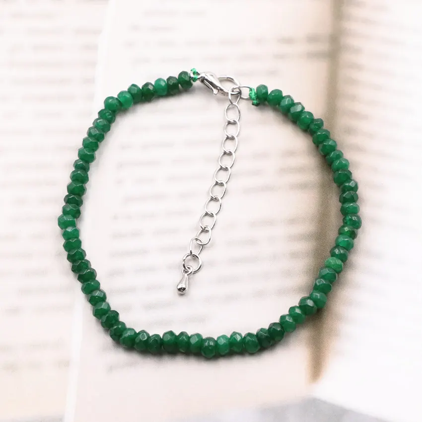 green jade Модный браслет, натуральная нить с каменными бусинами, талисманы, браслеты, камень, рубины, аквамарин, авантюрин, Howlite, браслет, ювелирное изделие, подарок B103 - Окраска металла: green jade