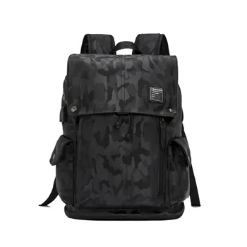 

Korean Unisex Enlarge Casual Backpack Men PU Leather Laptop Backpack Camouflage Waterproof Men's Travel Backpack Hiking