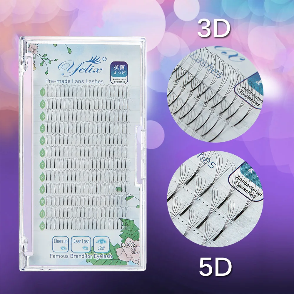 

12 row russian volume eyelash extensions 2D 3D 4D 5D 6D individual eyelashes cluster Premade fans C/D curl bundles of eyelashes
