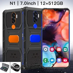 Smartphone N1, android 11, 12 go, 7.0 go, 512 ", téléphone intelligent, débloqué, reconnaissance faciale, Google Wifi, 5G, Version internationale 