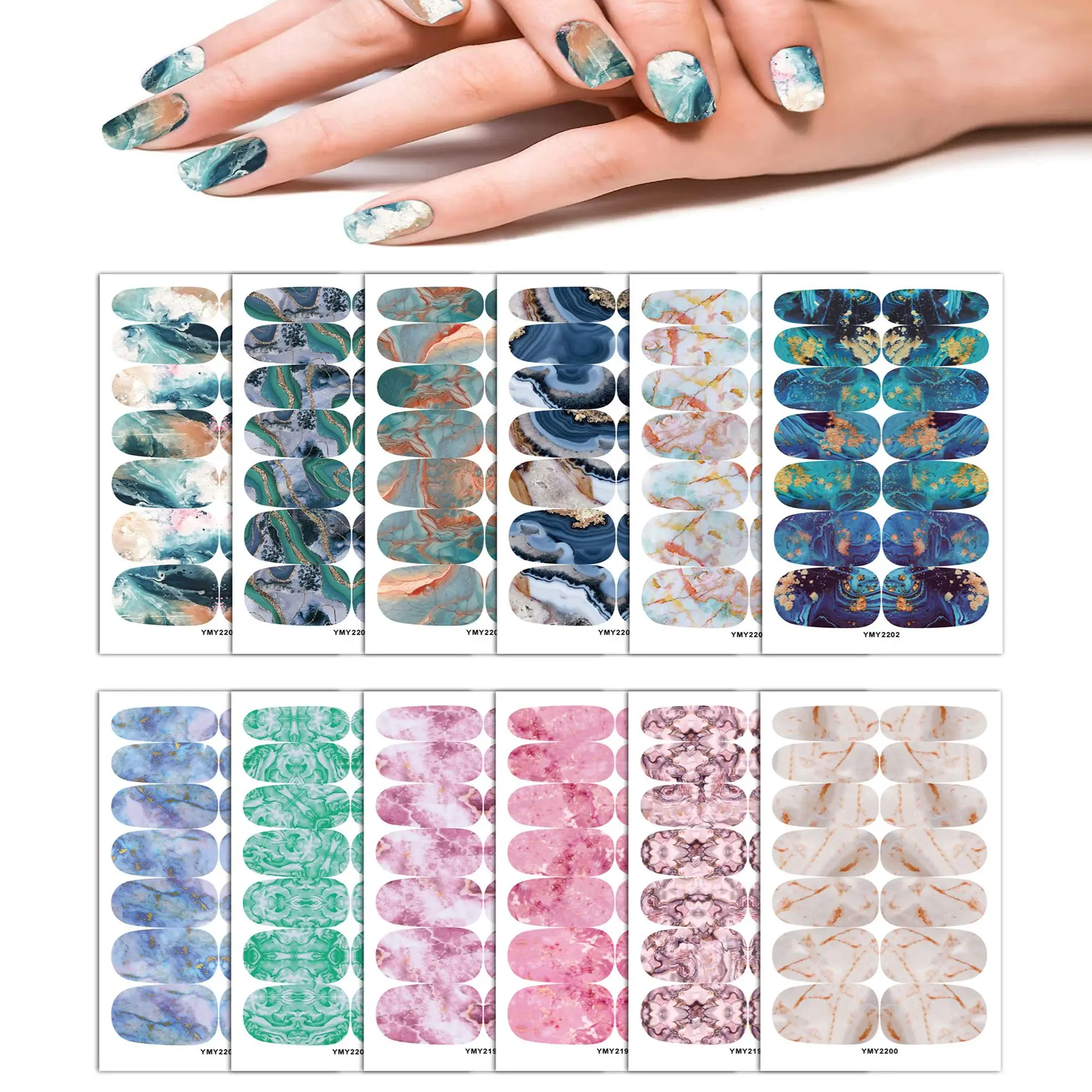 1 Sheet Girls Selfadhesive Full Wrap Waterproof Nail Stickers Tips