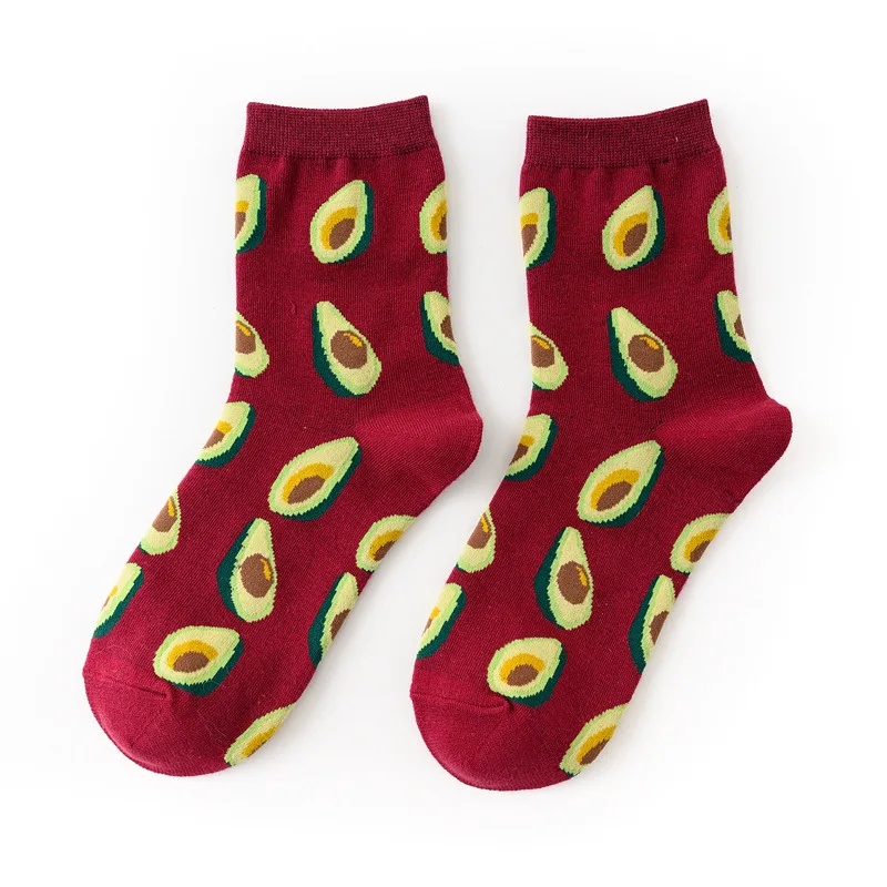 GALIN KIPEN/милые женские хлопковые носки с героями мультфильмов новые женские носки на четыре сезона носки с тропическими фруктами Повседневные носки с бананом авокадо