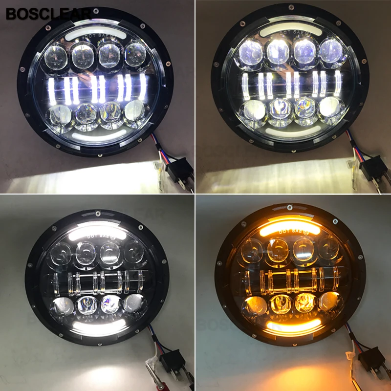 7 дюймов круглые светодиодные фары неограниченный Rubicon uaz4x4 Land Rover Hummer Suzuki Samurai Nissan ToyotaFJ Mazda Miata Ford F150