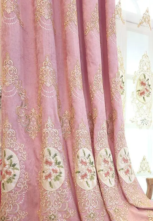 pink cloth Европа вышитые цветочные шторы для гостиной роскошный кофе синий фиолетовый розовый и портьры, тюль спальня кухня - Цвет: pink cloth