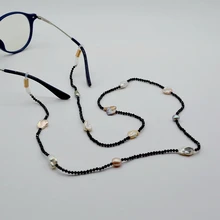  Fashion Glasses Chain Natural Black Crystal Irregular Baroque Pearl Glasses Chain Handmade Jewelry Sunglasses Myopia Accessories 