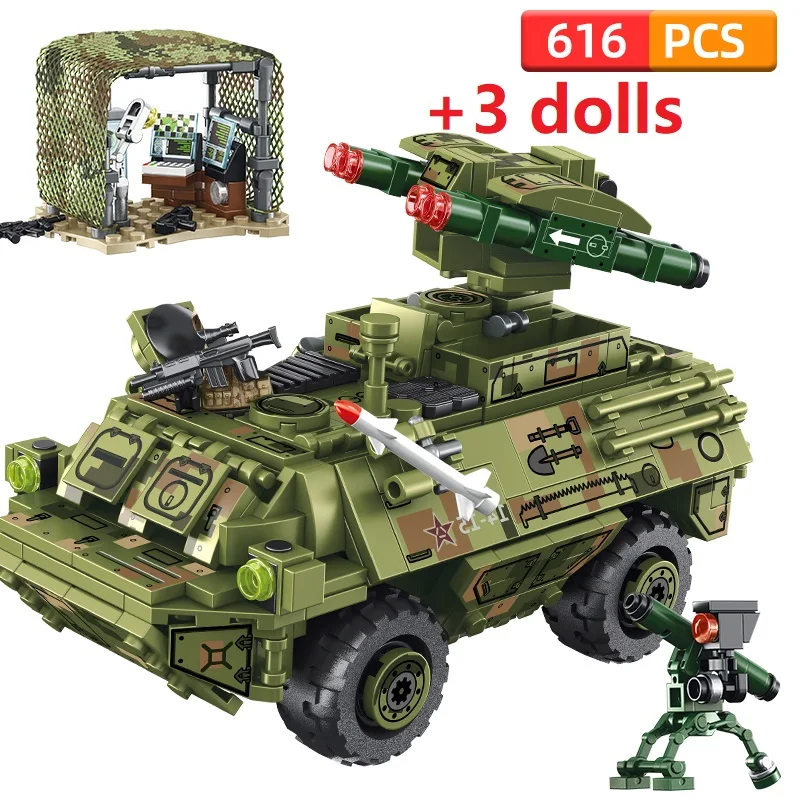 

SEMBO Military Car Building Blocks Armored Tank Communication Vehicle Model Weapons Army Educational Bricks Toys for Children