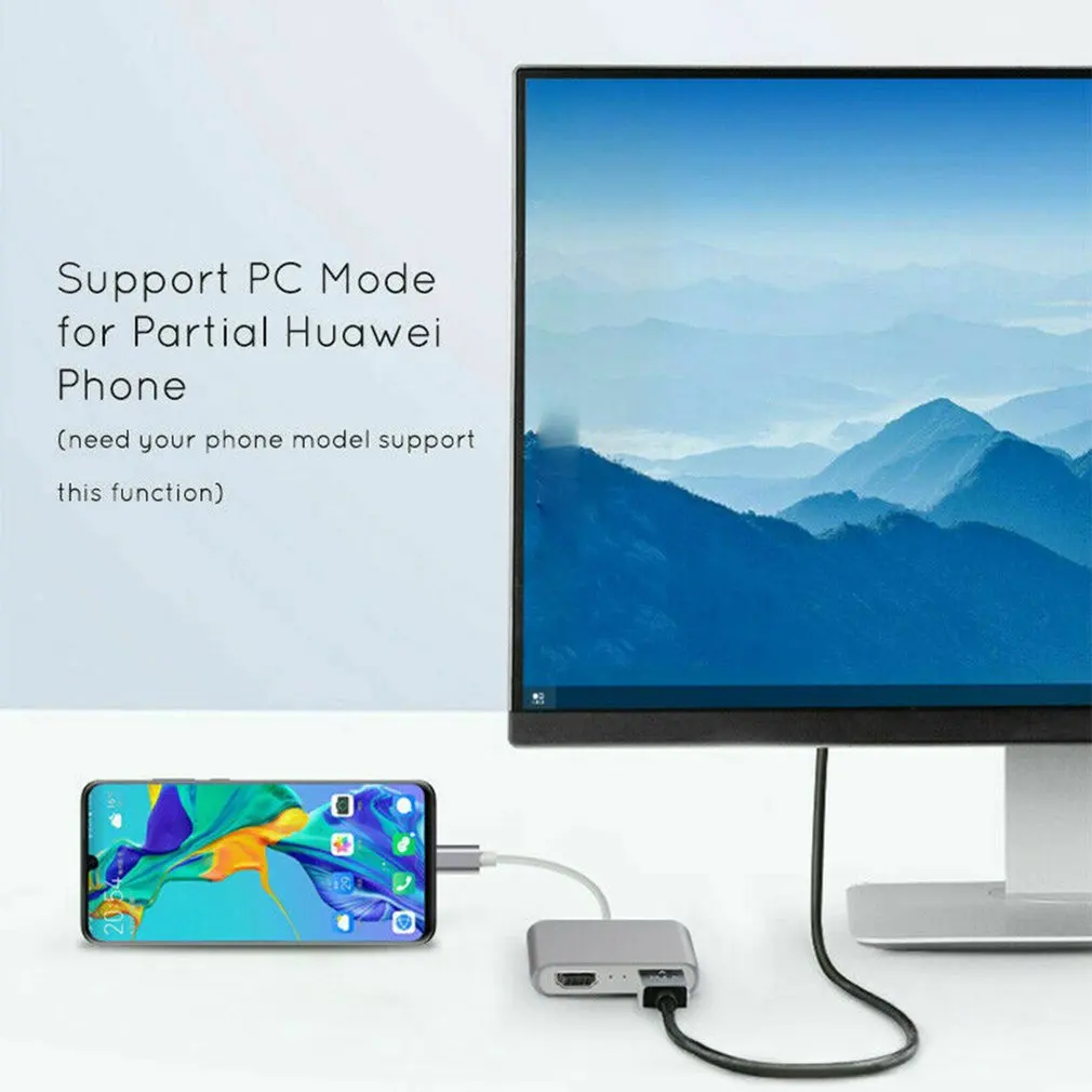 Lightweight Portable 4 in 1 USB Type C To HDMI 4K VGA USB 3 0 Headphone Hub Multiport Adapter USB C Hub Adapter