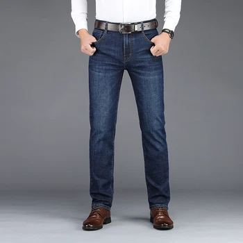 

2020 Autumn Winter Men in Regular Fit Men's Breathable Denim Sweatpants with Elastic Drawstring Waist Male Fashion Trousers