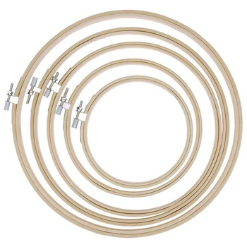 

5Pcs Durable Embroidery Hoop Set Bamboo Circle Cross Stitch Hoop Ring 13cm-26cm for DIY Sewing Tools
